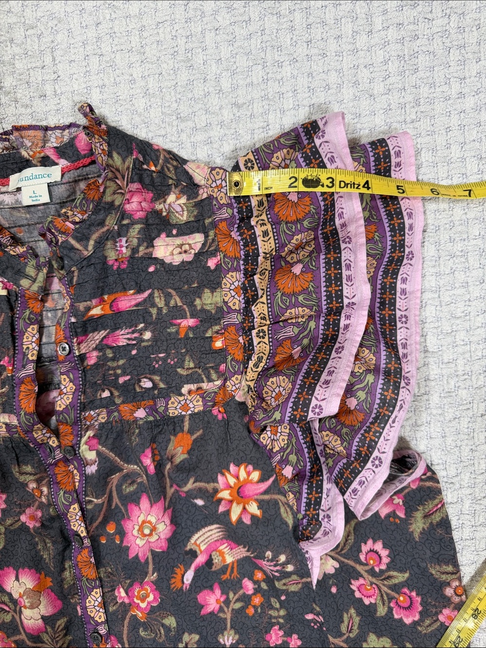 Sundance Marcleine Floral Top Coquette Ruffle Pintuck Boho Cottagecore Large - Picture 14 of 14